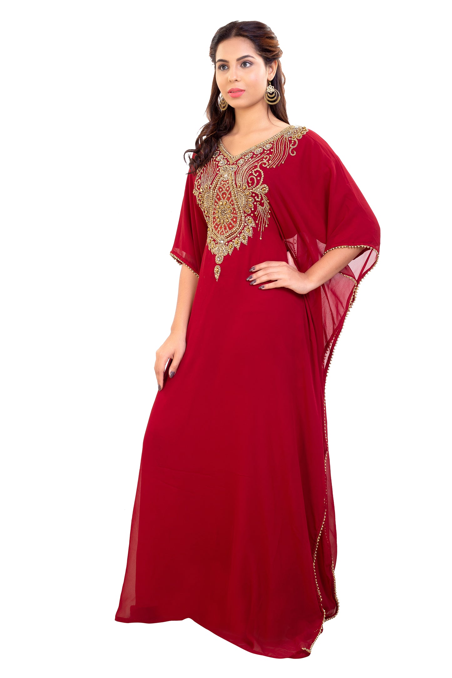 Dubai Kaftan With Intricately Embroidered Back Side of the Maxi - Maxim Creation