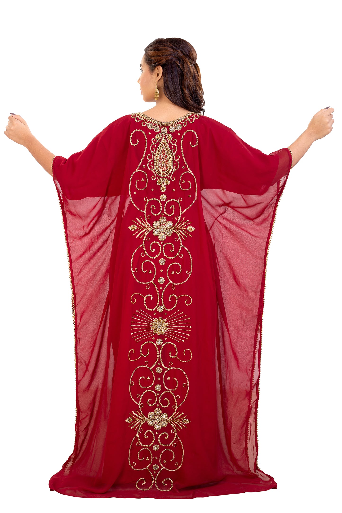 Dubai Kaftan With Intricately Embroidered Back Side of the Maxi - Maxim Creation