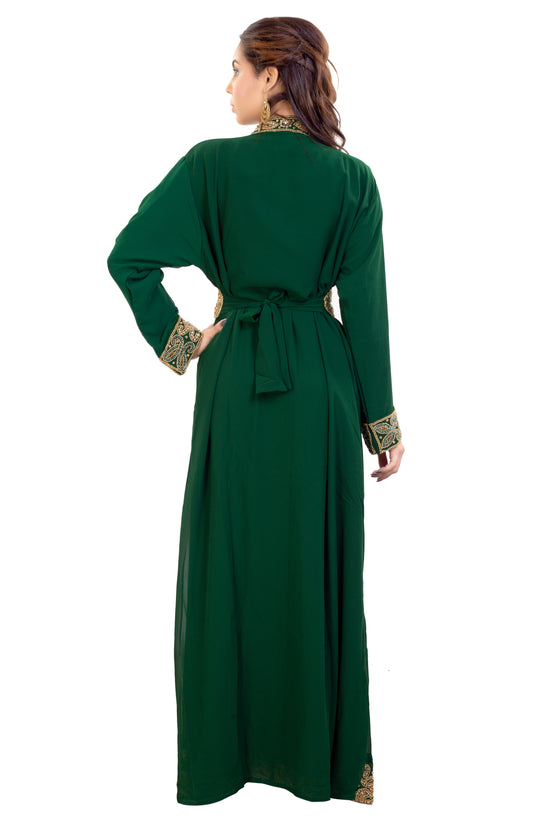 Arabian Jalabiya Collared Neck Kaftan Dress - Maxim Creation
