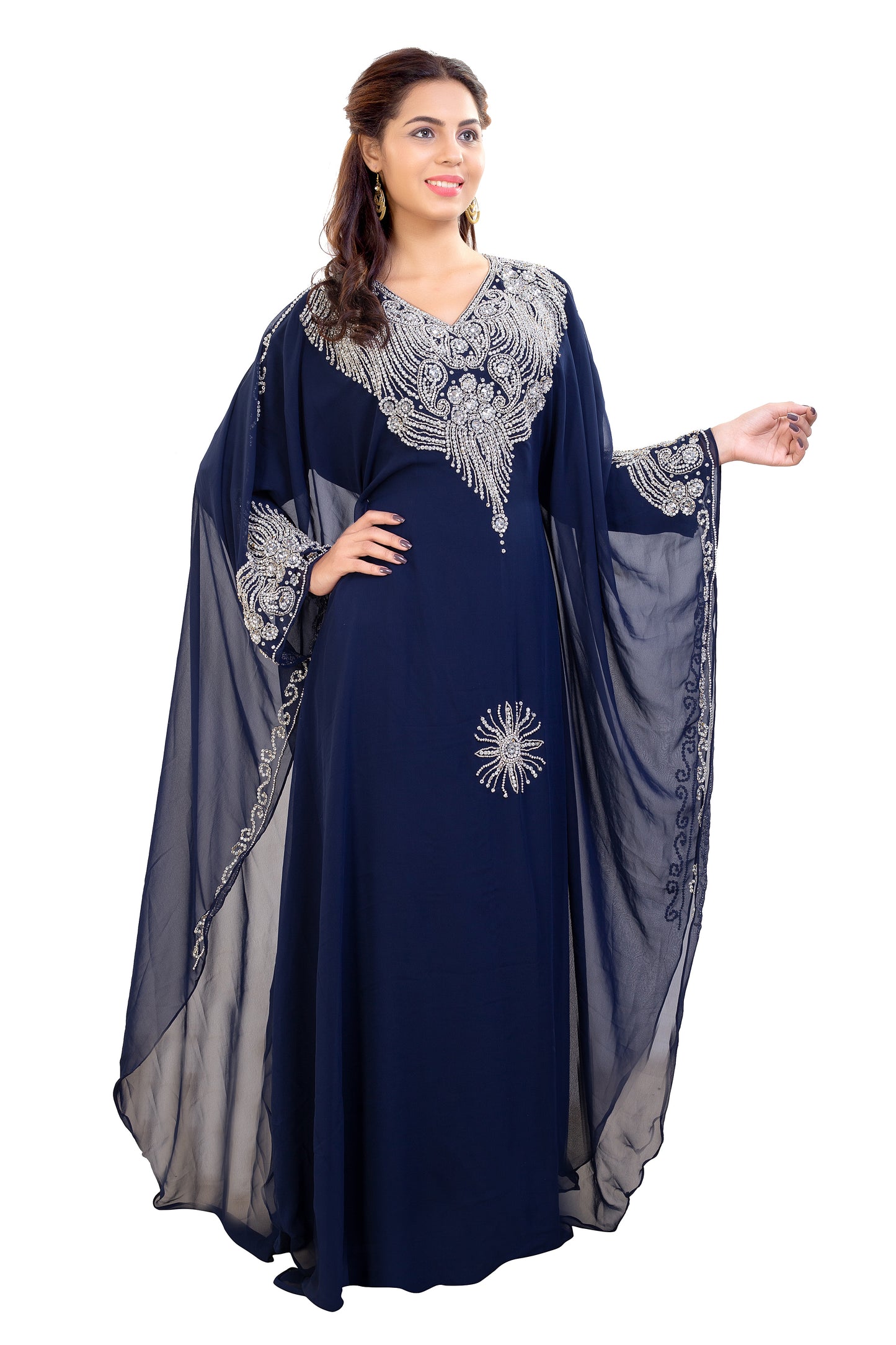 Load image into Gallery viewer, Tea Party Kaftan With Crystal Embroidery - Maxim Creation

