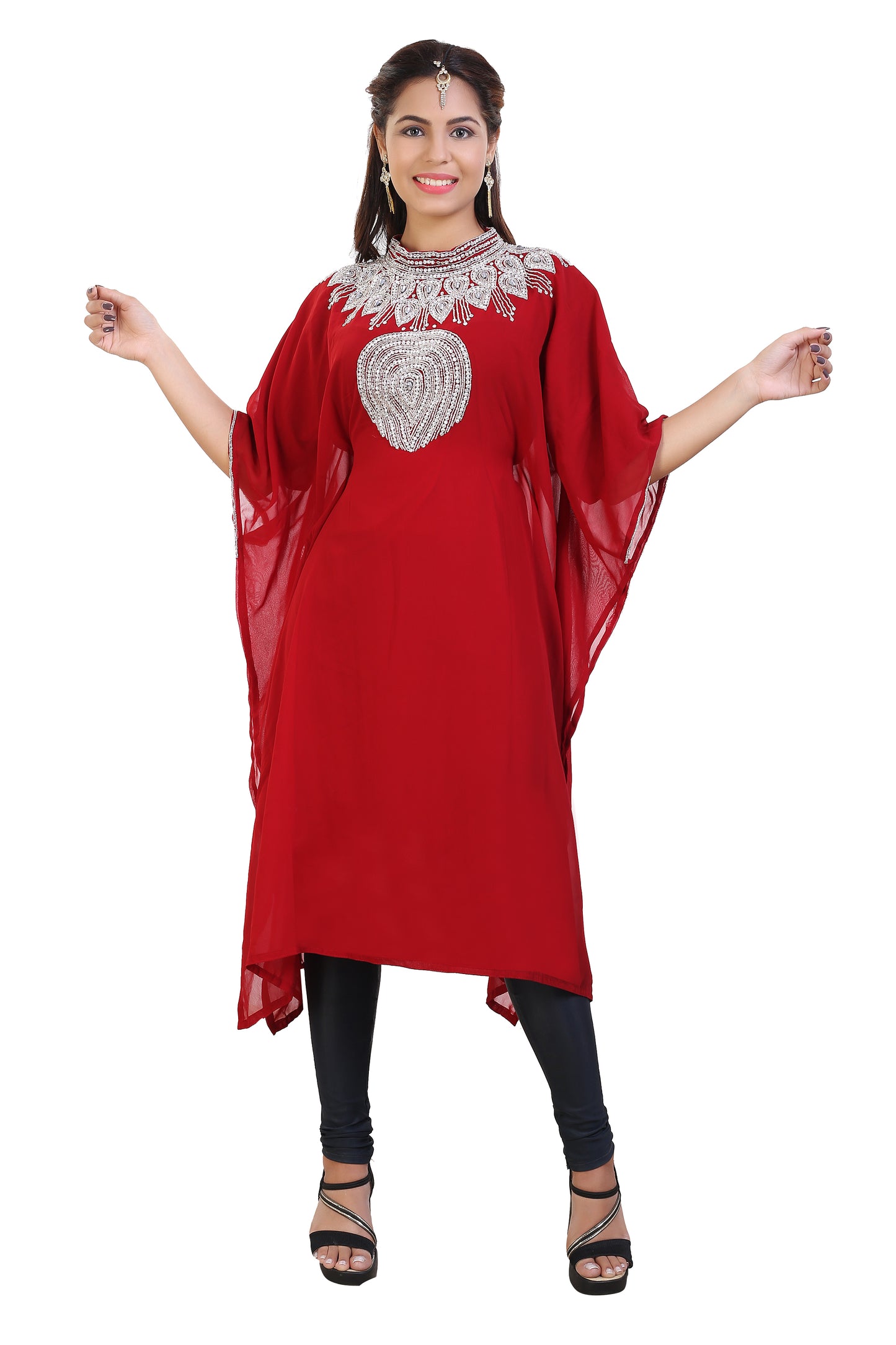 Embroidered Kurti Knee Length Short Dress Tunic Gown Maxim Creation Embroidered Kurti Knee Length Short Dress Tunic Gown Maxim Creation