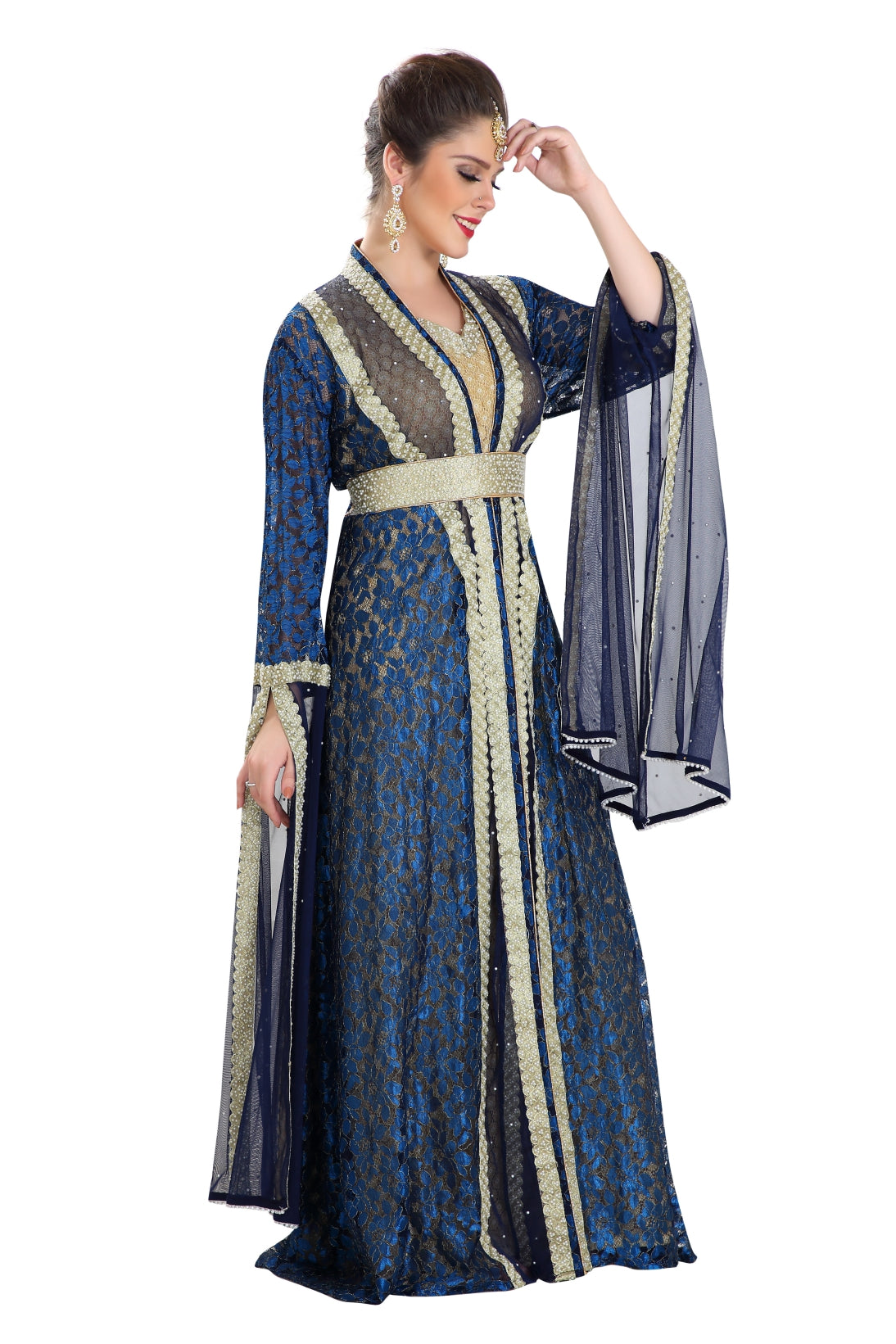 Henna Party Dress Khaleeji Thobe Caftan 4XL / 60 Inches / Jacket Navy Blue & Inner beige Henna Party Dress Khaleeji Thobe Caftan 4XL / 60 Inches / Jacket Navy Blue & Inner beige