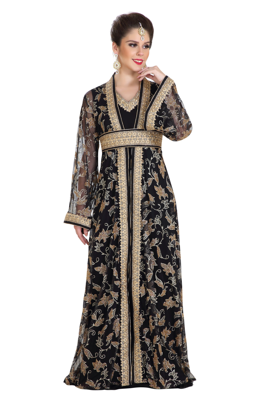 Load image into Gallery viewer, Traditional Kaftan Dress Arabian Thobe Wedding Gown - Maxim Creation
