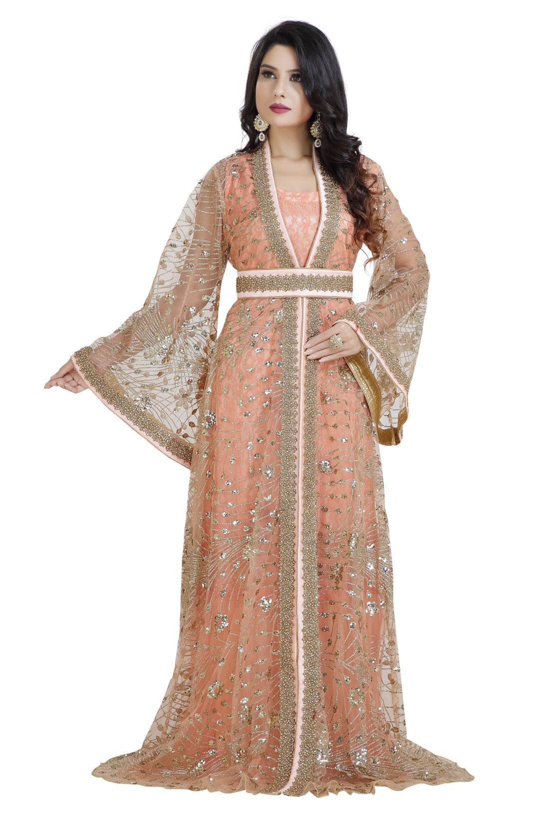 kaftan dresses Evening | High-end Sequin Kaftans for Parties 18+ 152 cm Pink Kaftan Beach Dress Silk