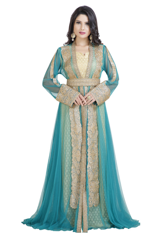 Buy Grey Arabic Evening Dress With Net and Black Lace Work Islamic Dress  Online MYPF1208 | MyBatua – MyBatua.com