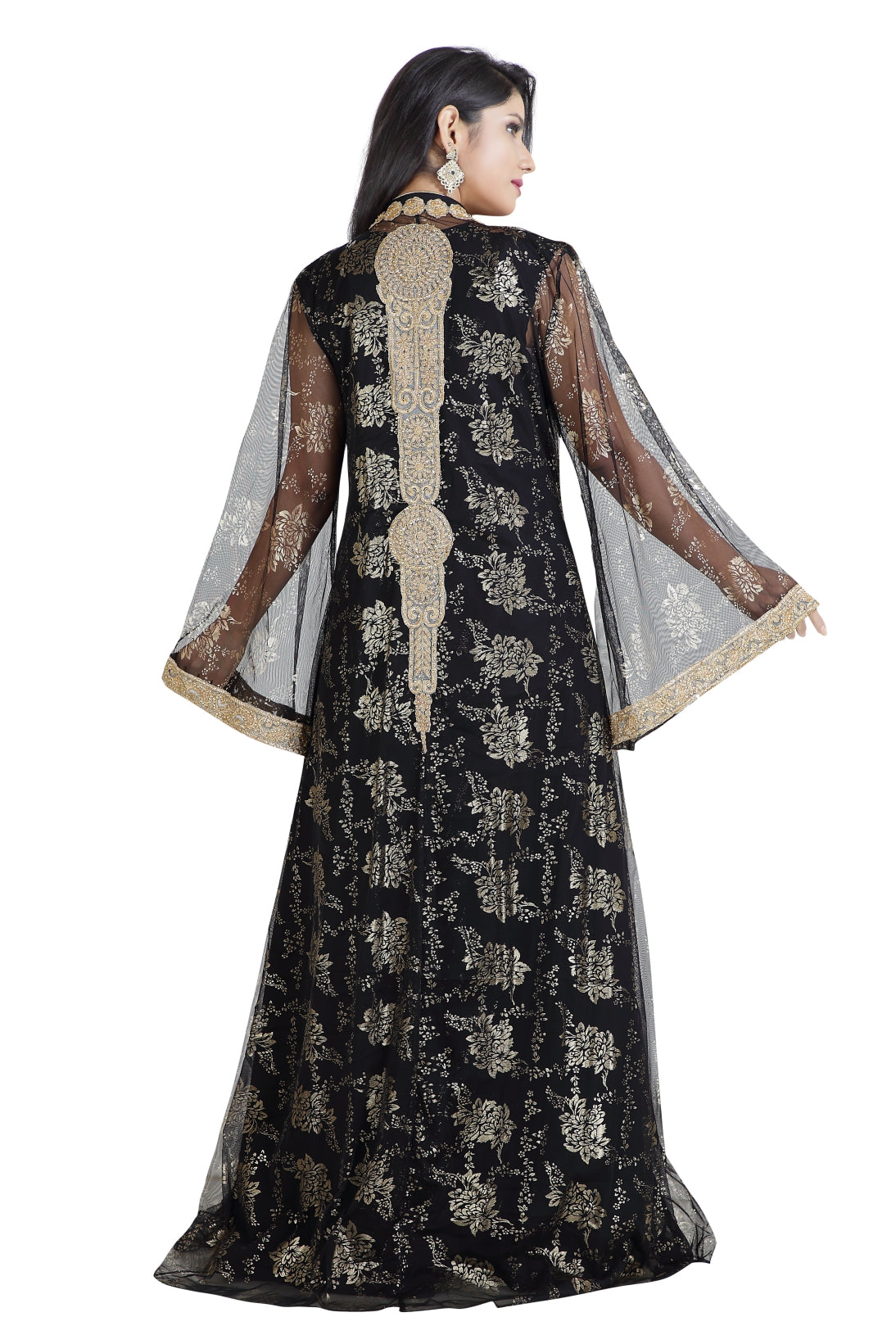 Load image into Gallery viewer, Arabian Gown Net Fabric Jasmine Bridesmaid Caftan - Maxim Creation
