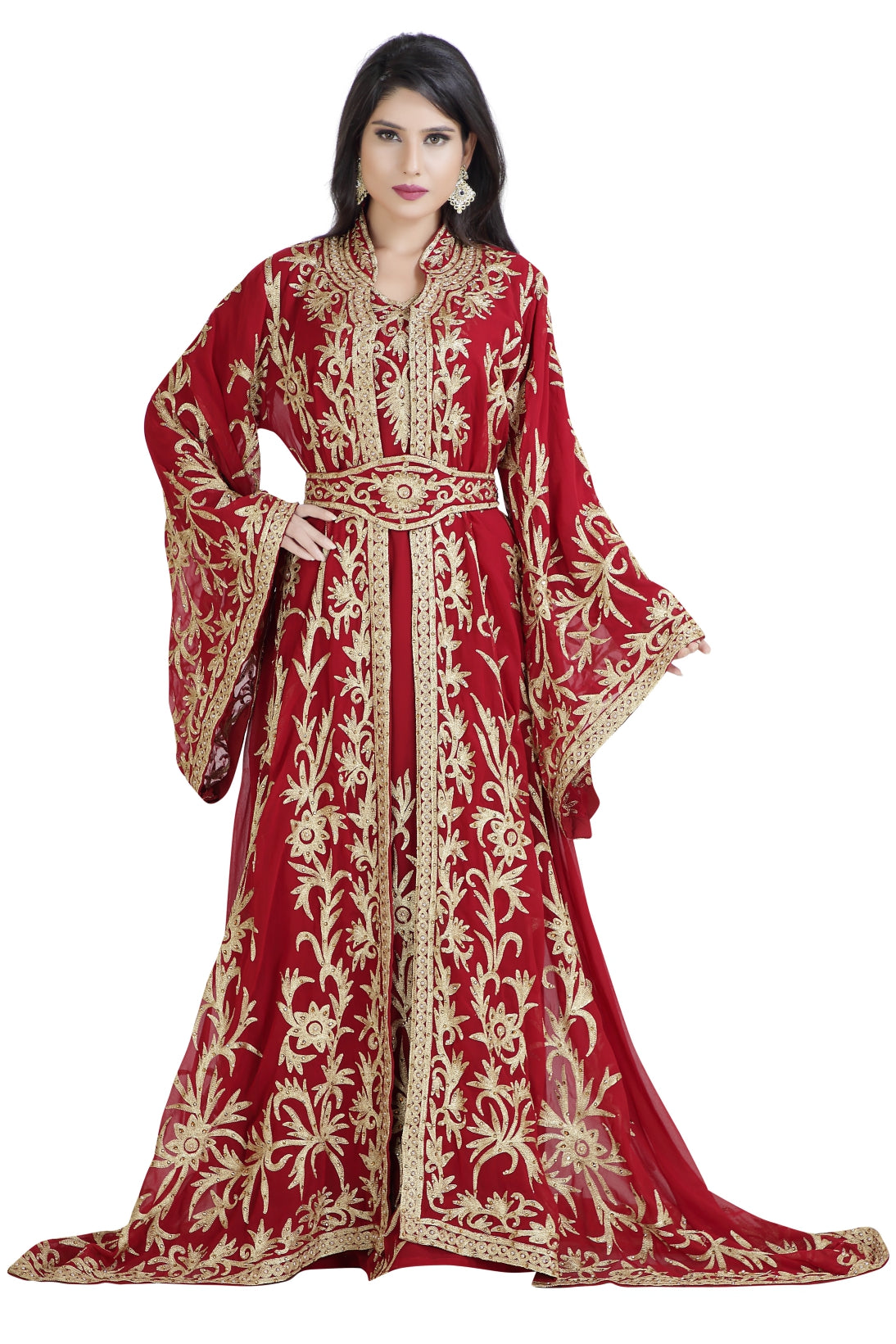 Traditional Dress Khaleeji Thobe Wedding Gown XS / 54 Inches / Maroon Traditional Dress Khaleeji Thobe Wedding Gown XS / 54 Inches / Maroon