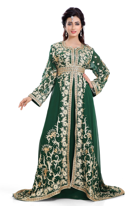 Moroccan Gown Aari Machine Embroidered Dress - Maxim Creation