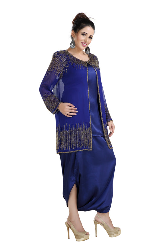 Charger l&amp;#39;image dans la galerie, Arabian Dress Georgette With Satin Fabric Fustan - Maxim Creation
