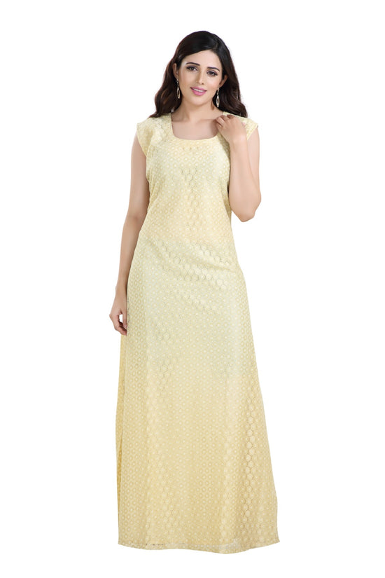 Maxi Dress in Soft Beige for Daily Use - Maxim Creation