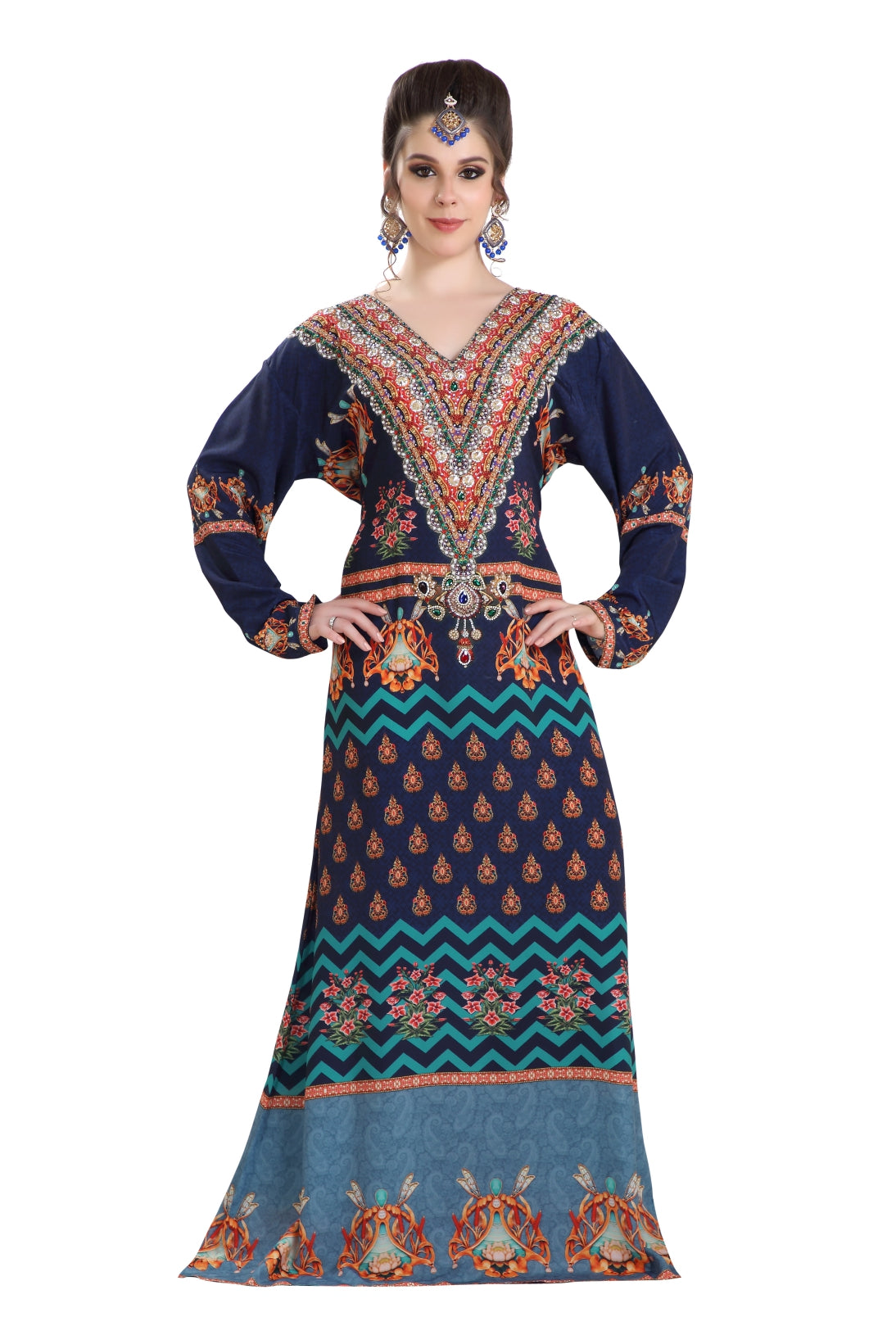 Charger l&amp;#39;image dans la galerie, Beach Dress With Crystal Bead Printed Caftan - Maxim Creation
