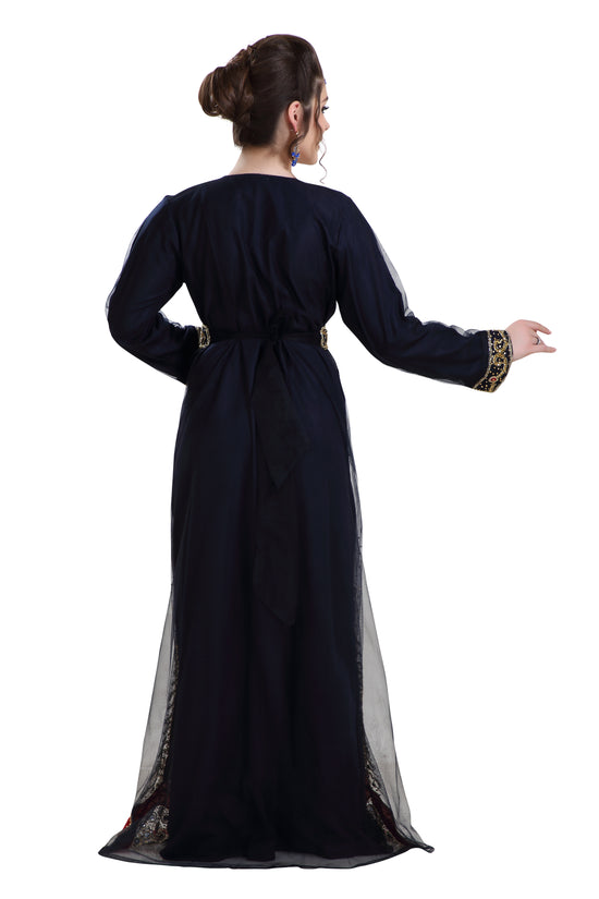 French Tackchita Gown with Soiree Embroidered Robe - Maxim Creation