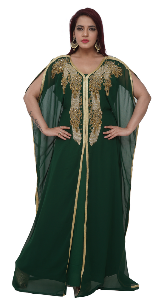 Load image into Gallery viewer, Designer Abaya With Golden Beads Maxi Gown - Maxim Creation
