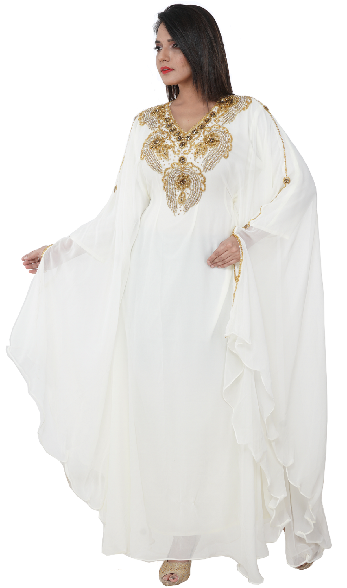 Charger l&amp;#39;image dans la galerie, Embroidered Caftan With Crystal Bead - Maxim Creation
