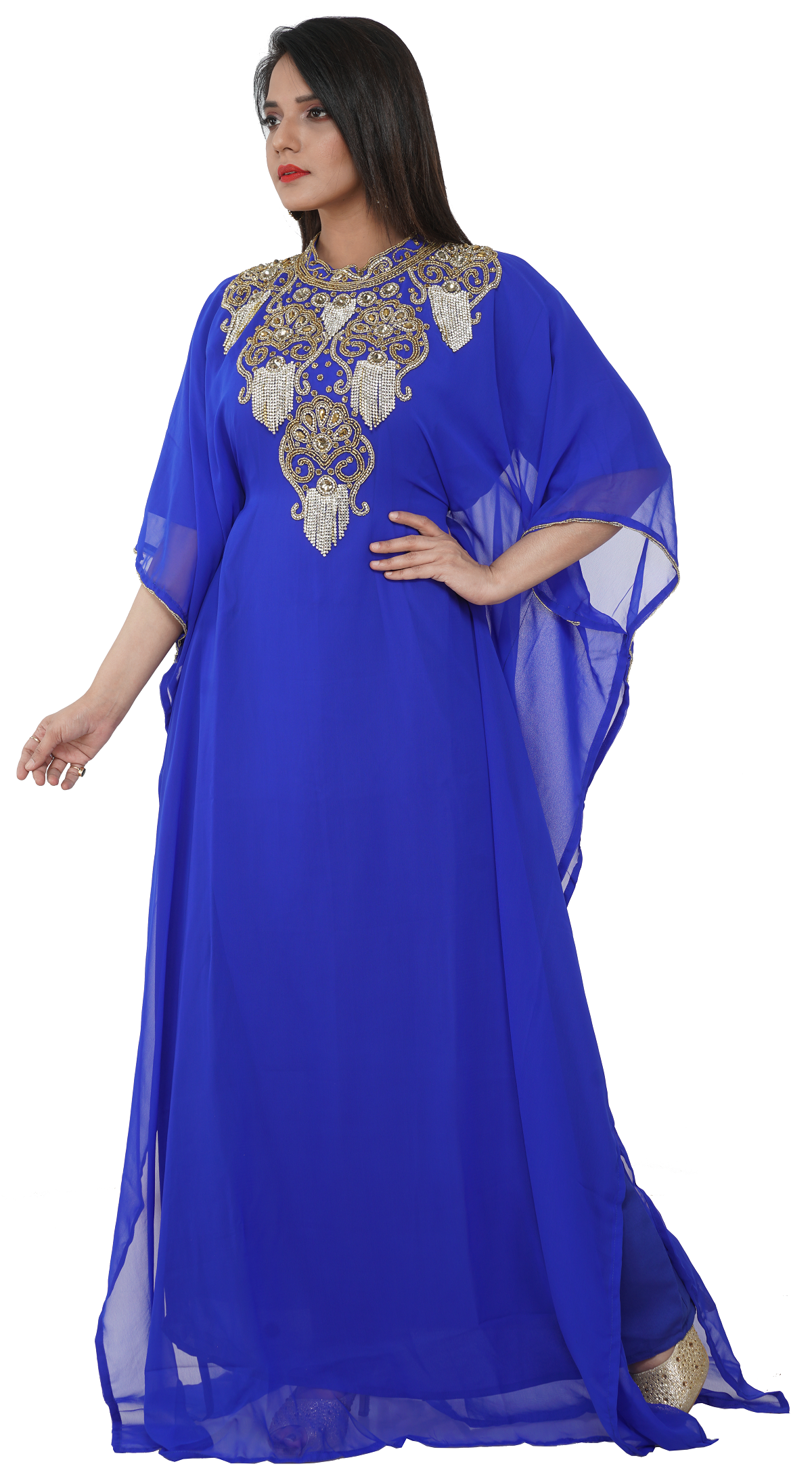Load image into Gallery viewer, Embroidered Caftan Cocktail Party Gown - Maxim Creation
