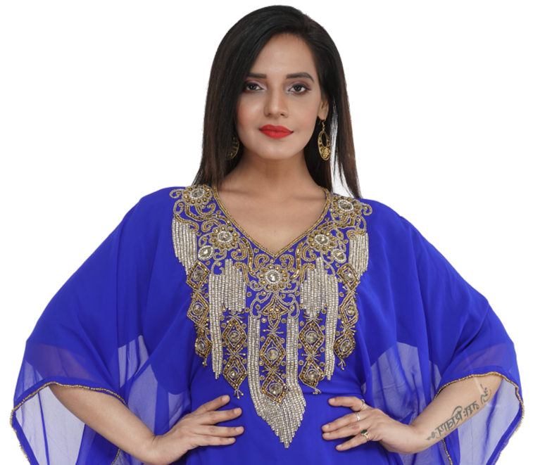 Load image into Gallery viewer, Traditional Maxi in Royal Blue Kaftan Gown - Maxim Creation
