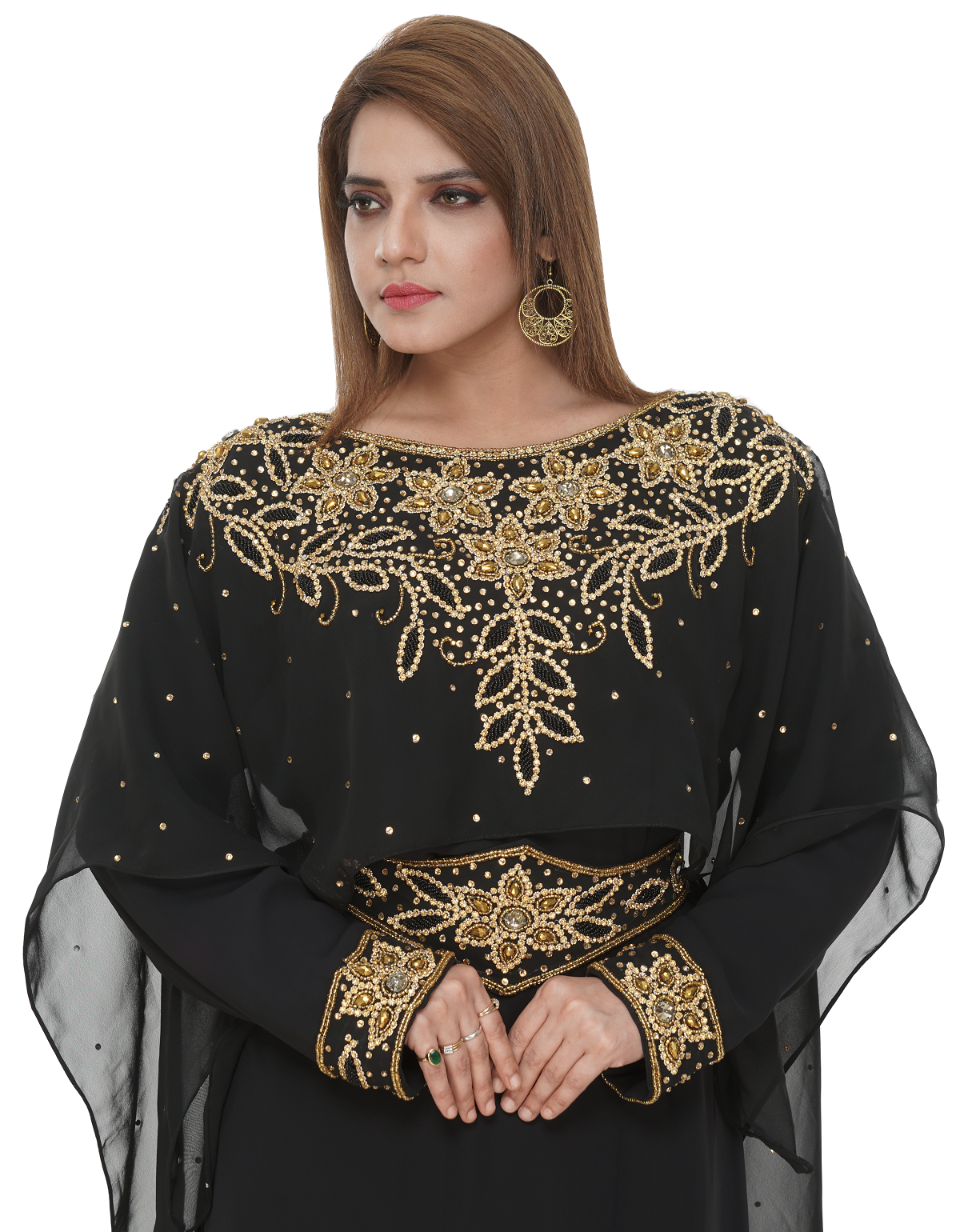 Load image into Gallery viewer, Kaftan Gown with Floral Embroidery Work - Maxim Creation
