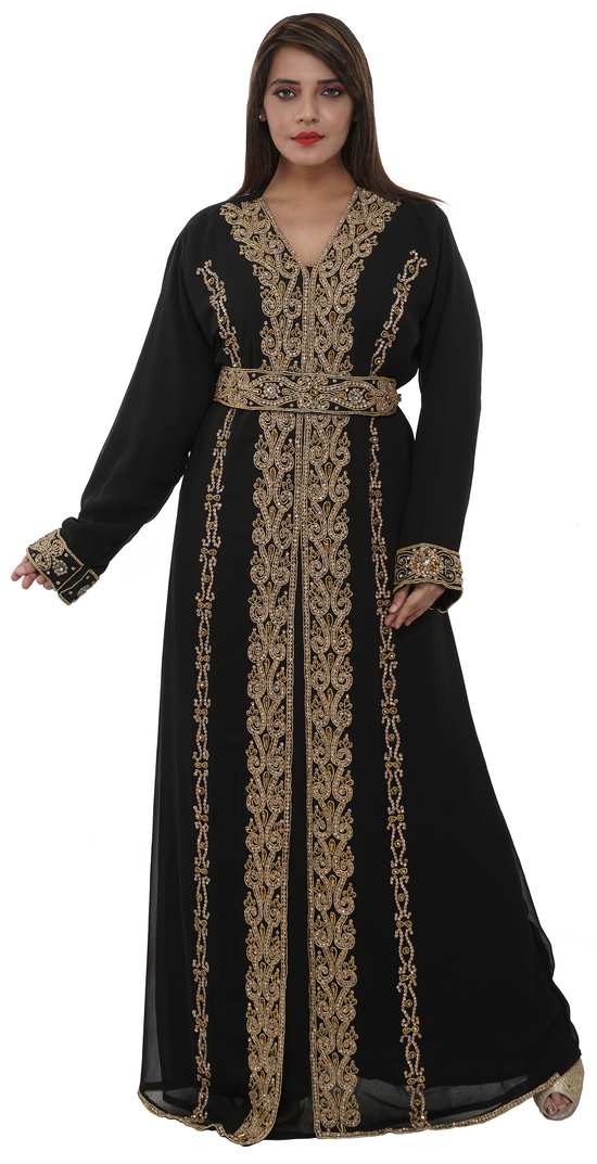 Load image into Gallery viewer, Arabian Caftan With Golden Beads - Maxim Creation
