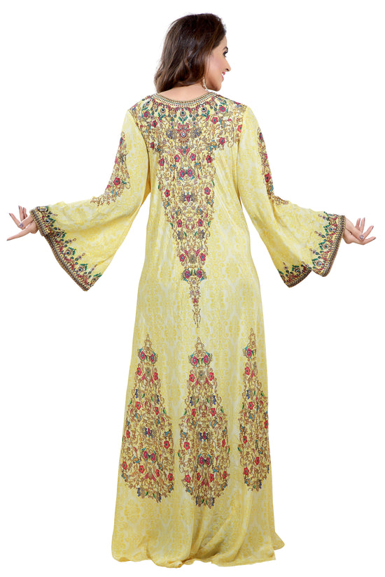 Charger l&amp;#39;image dans la galerie, Printed Dubai Kaftan With Mix Embroidered Beads - Maxim Creation

