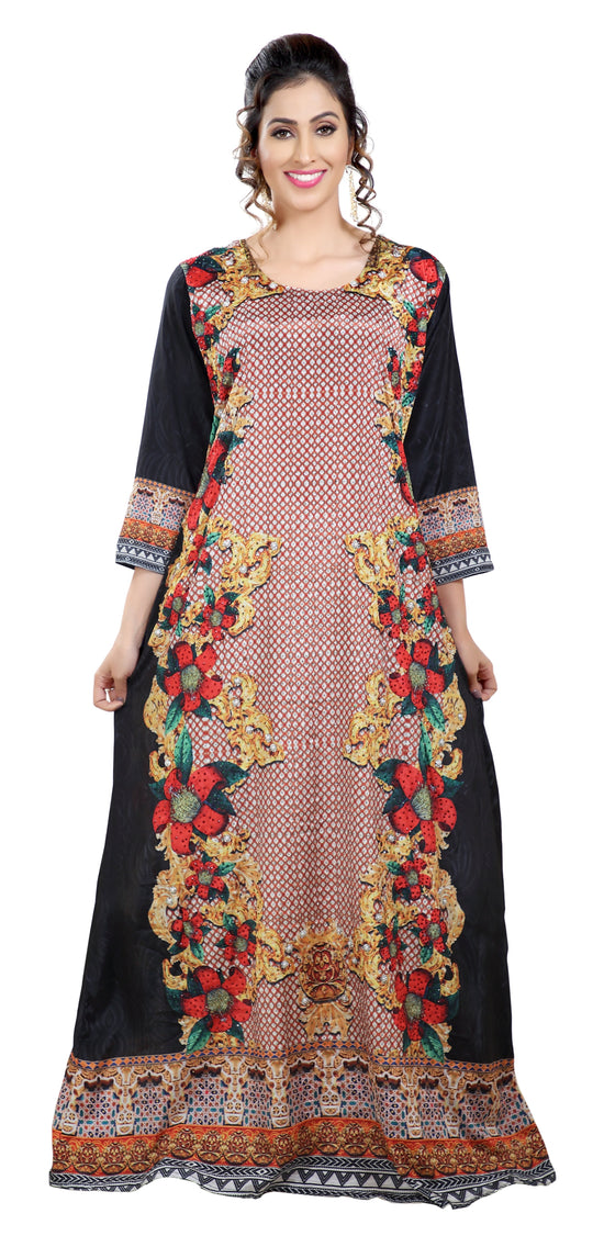 Load image into Gallery viewer, Floral Digital Printed Turkish Kaftan With Luxe Beads - Maxim Creation
