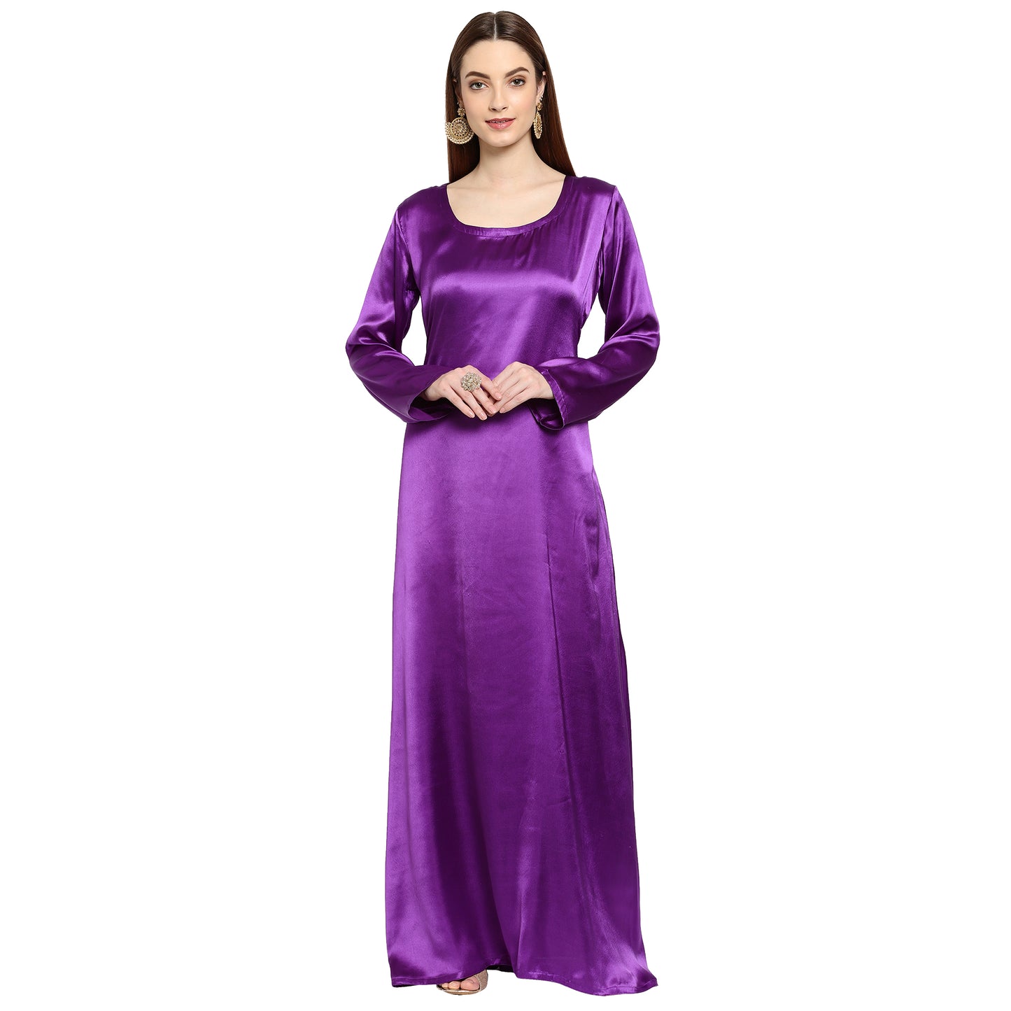 Wedding Gown Hand Embroidered Dress in Purple Velvet - Maxim Creation
