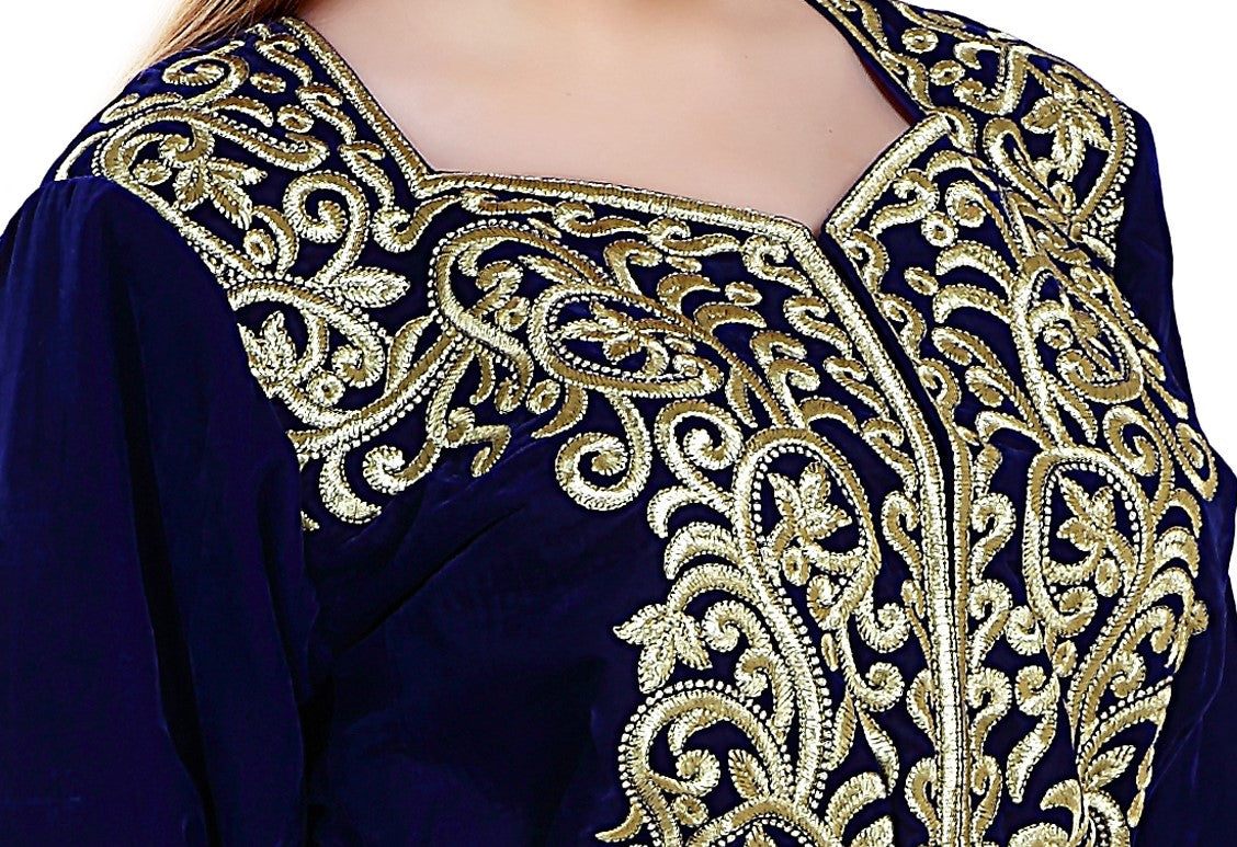 Sarwal Algerian Traditional Velvet Jacket Embroidered Kaftan - Maxim Creation