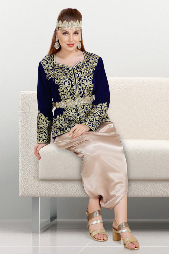 Sarwal Algerian Traditional Velvet Jacket Embroidered Kaftan - Maxim Creation