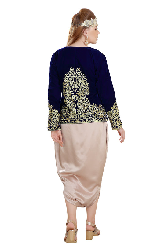 Load image into Gallery viewer, Sarwal Algerian Traditional Velvet Jacket Embroidered Kaftan - Maxim Creation
