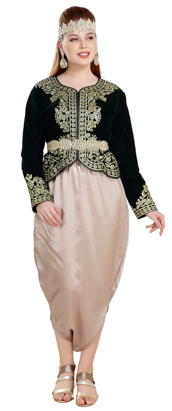 Sarwal Algerian Traditional Black Velvet Jacket Top - Maxim Creation