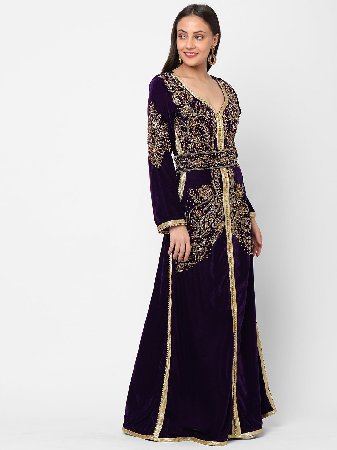 caftan evening dress Brown Caftan Dress Elegant Boho Kaftan for Petite
