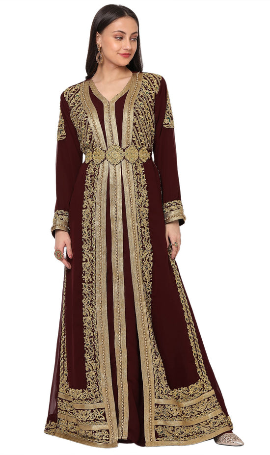 Djellaba Dress Hand Embroidered Gown - Maxim Creation