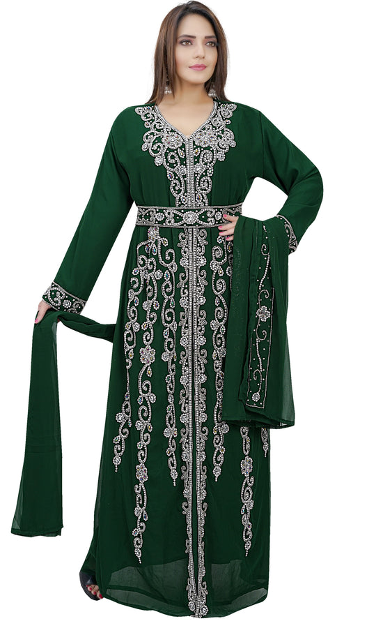 Traditional Abaya With Crystal Luxe Beads - Maxim Creation