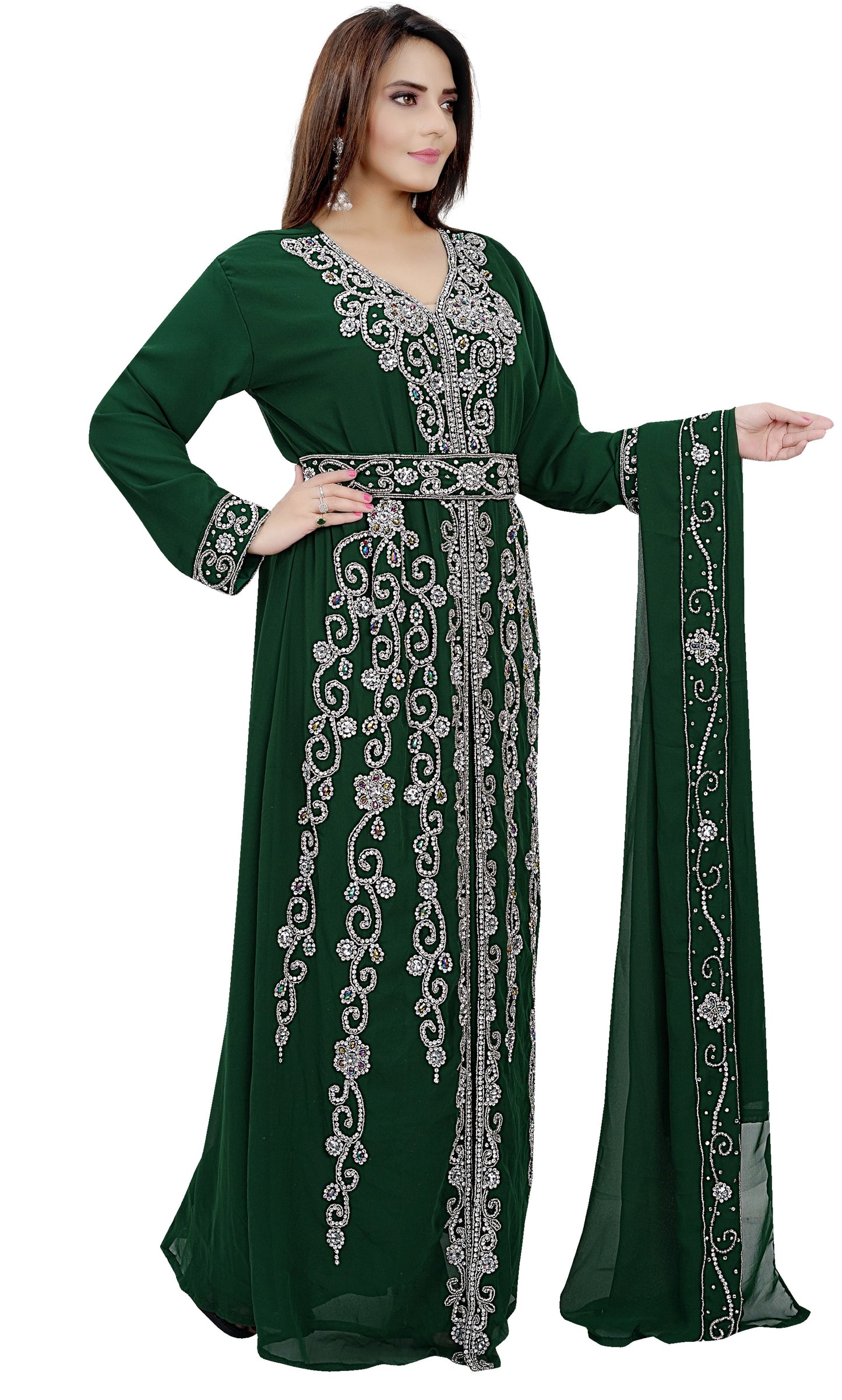 Traditional Abaya With Crystal Luxe Beads - Maxim Creation