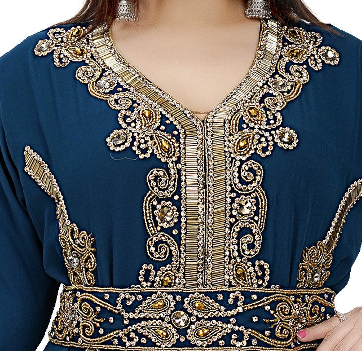 Designer Jalabiya Embroidered Gown - Maxim Creation