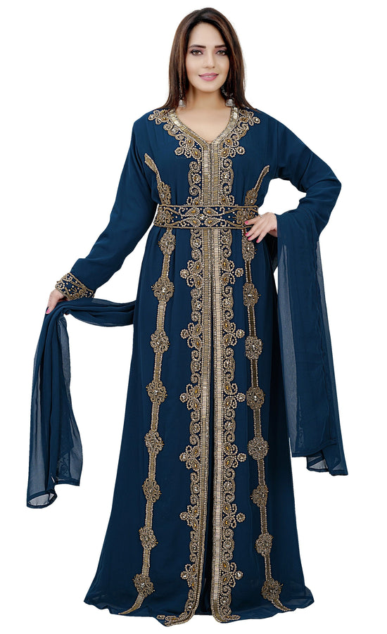 Designer Jalabiya Embroidered Gown - Maxim Creation