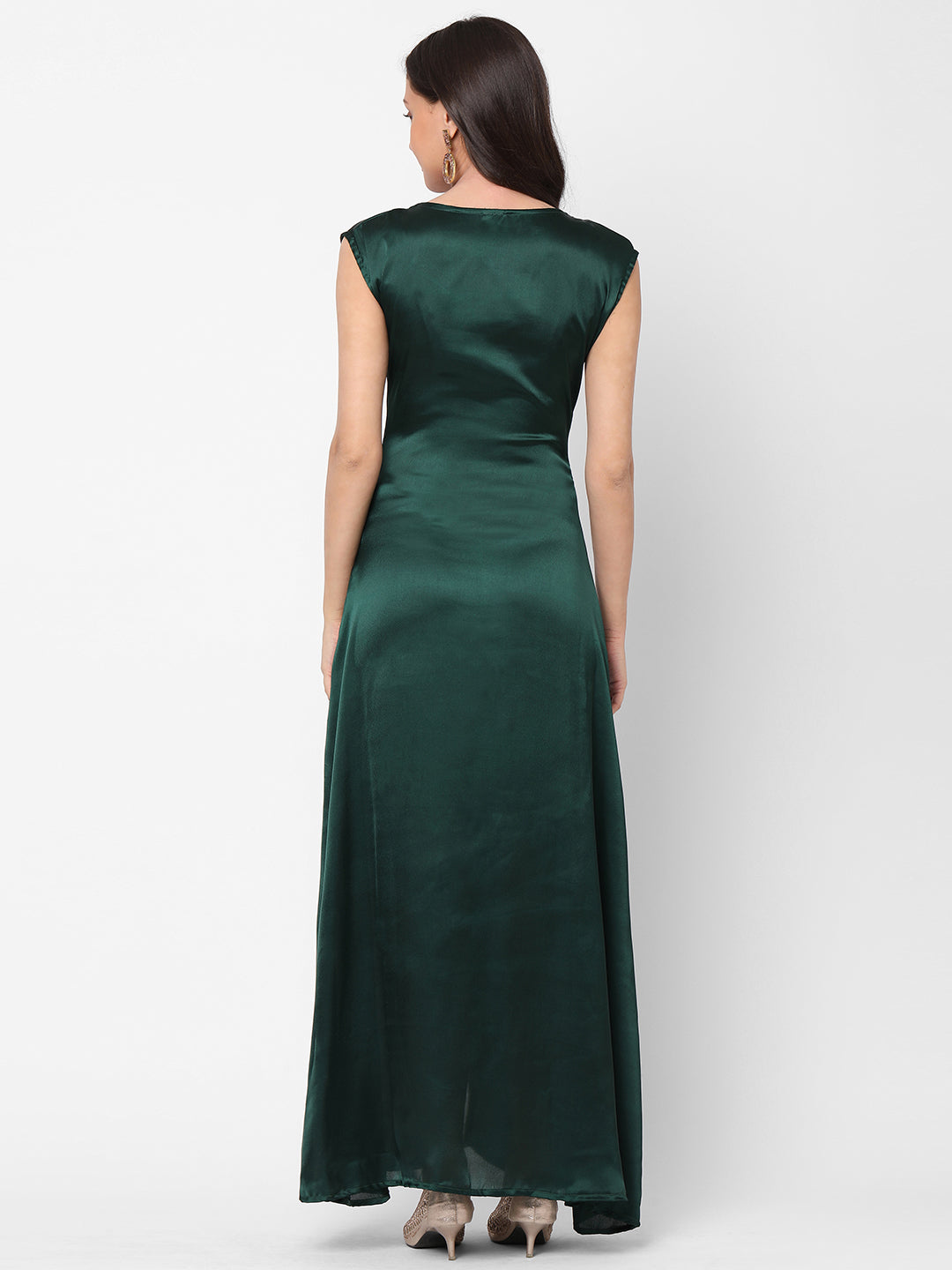 Buy Dark Green Bridal Designer Party Wear Semi-Stitched Net Gown Suit |  Anarkali Suits