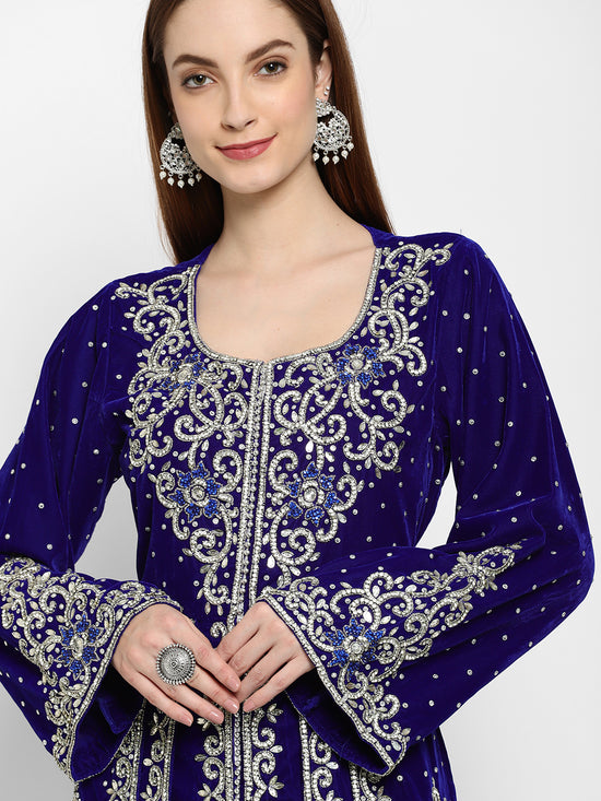 Designer Caftan With Crystal Embroidered Work - Maxim Creation