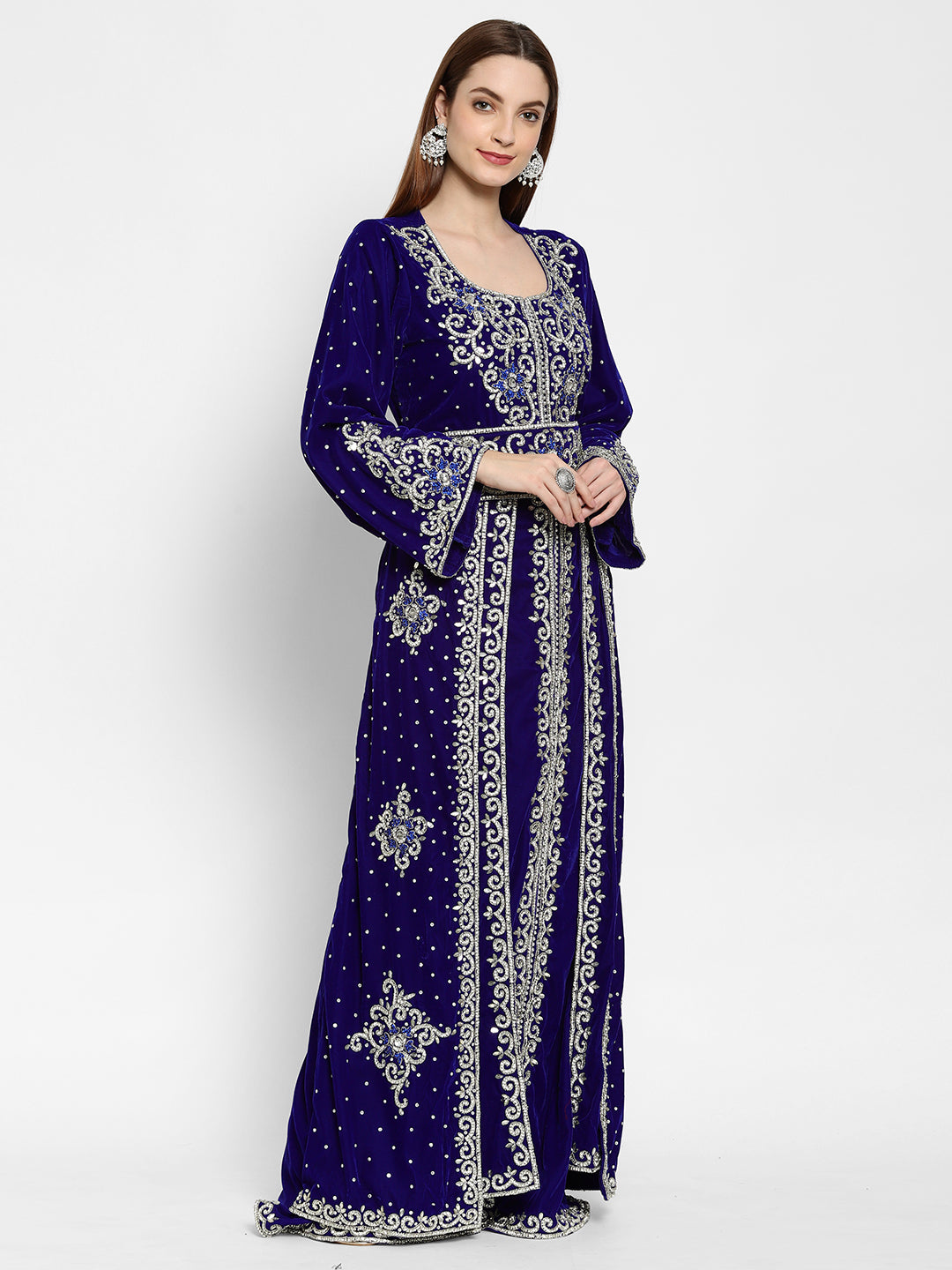 Designer Caftan With Crystal Embroidered Work - Maxim Creation