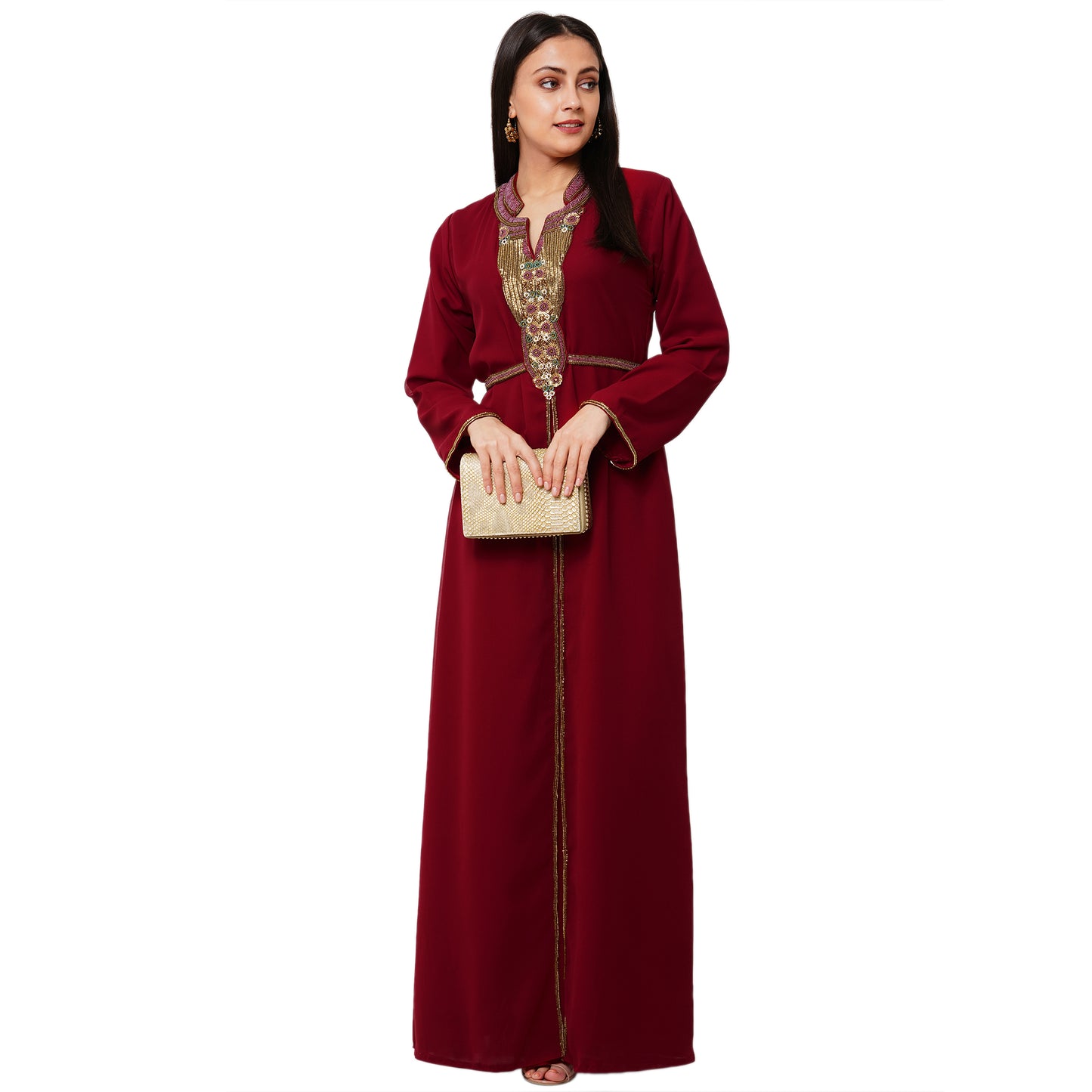 Load image into Gallery viewer, Embroidered Abaya Maxi Dress - Maxim Creation
