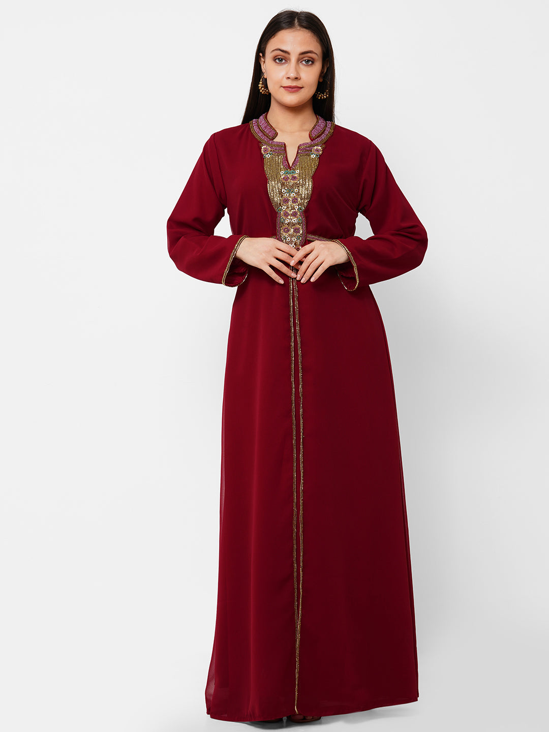 Load image into Gallery viewer, Embroidered Abaya Maxi Dress - Maxim Creation
