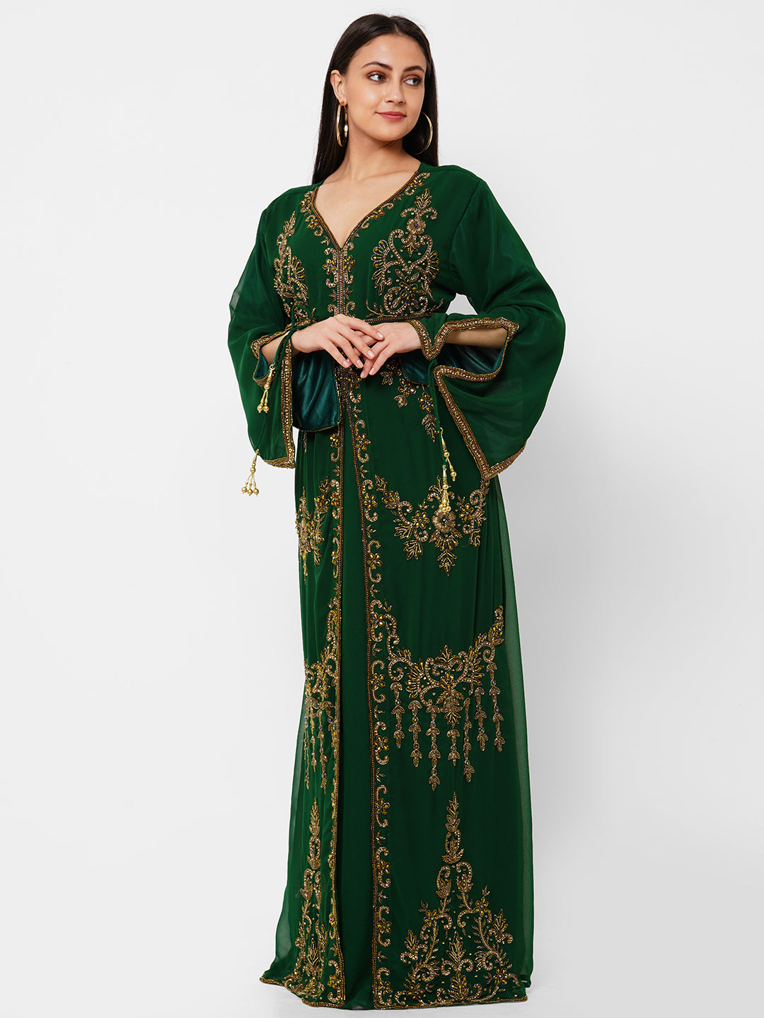 designer caftan dress Yennie Zhou Designs - Royal Modern Elegant Rose Pink Maxi Kaftan Dress Atrium 916