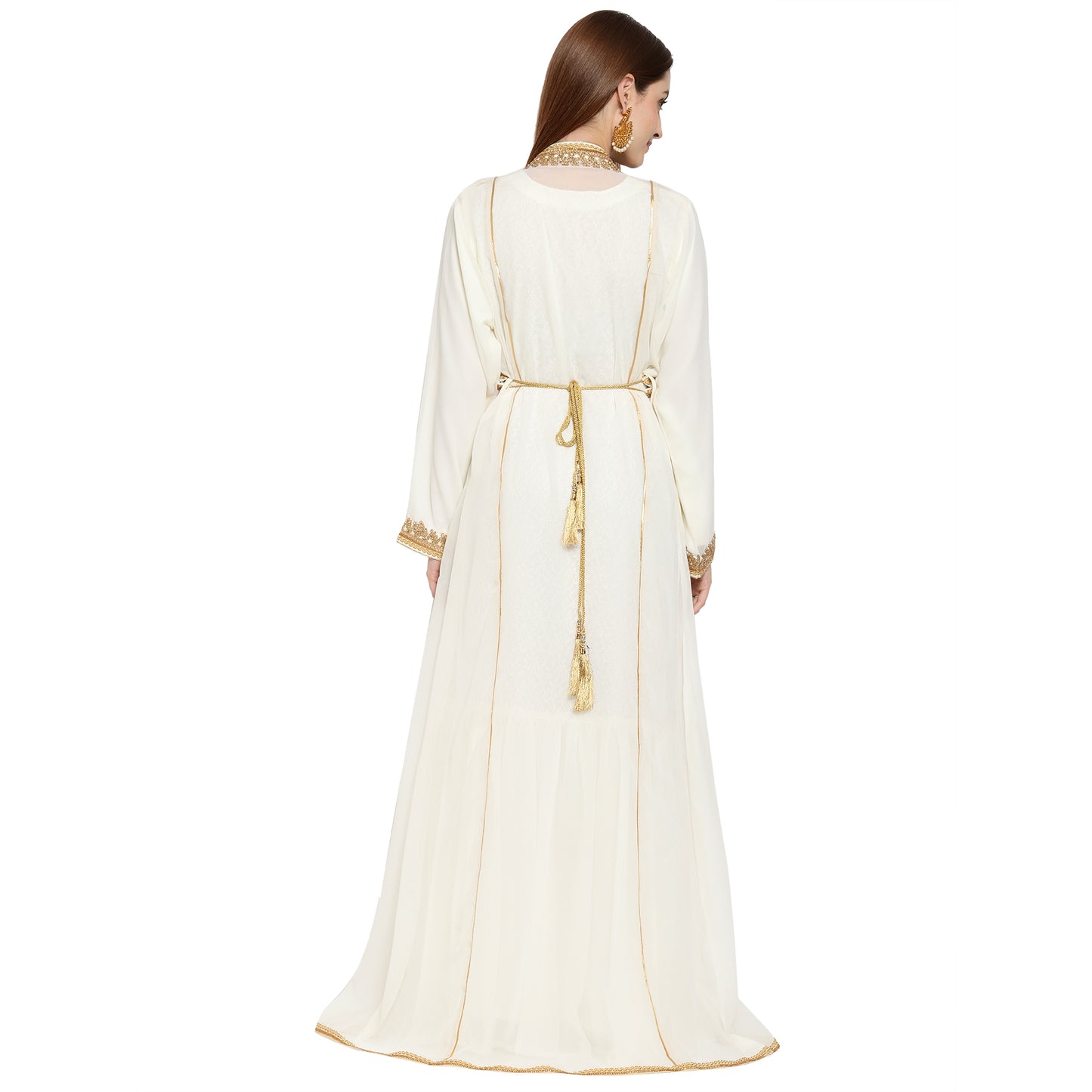 Embroidered Maxi With Lace Work Maxim Creation Embroidered Maxi With Lace Work Maxim Creation