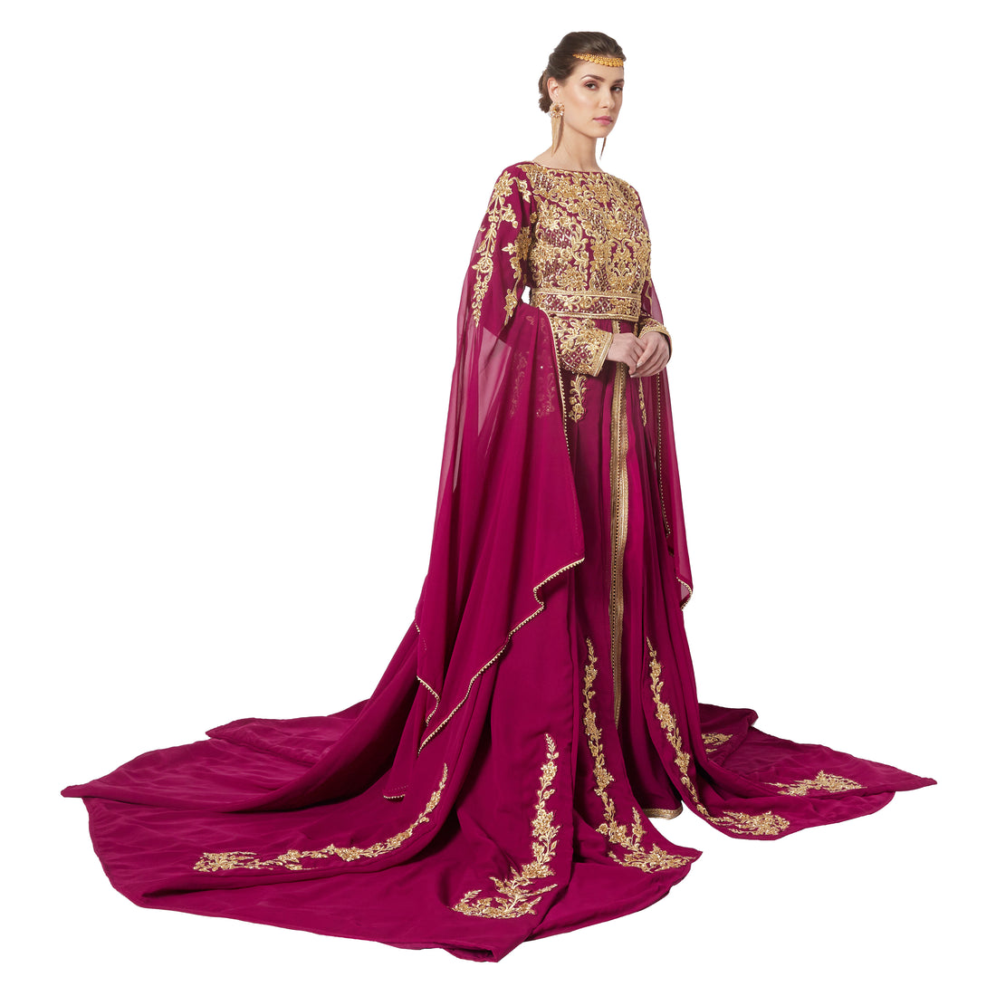 Dubai Farasha Peacock Print Tea Party Gown By Maxim Creation main image 1
