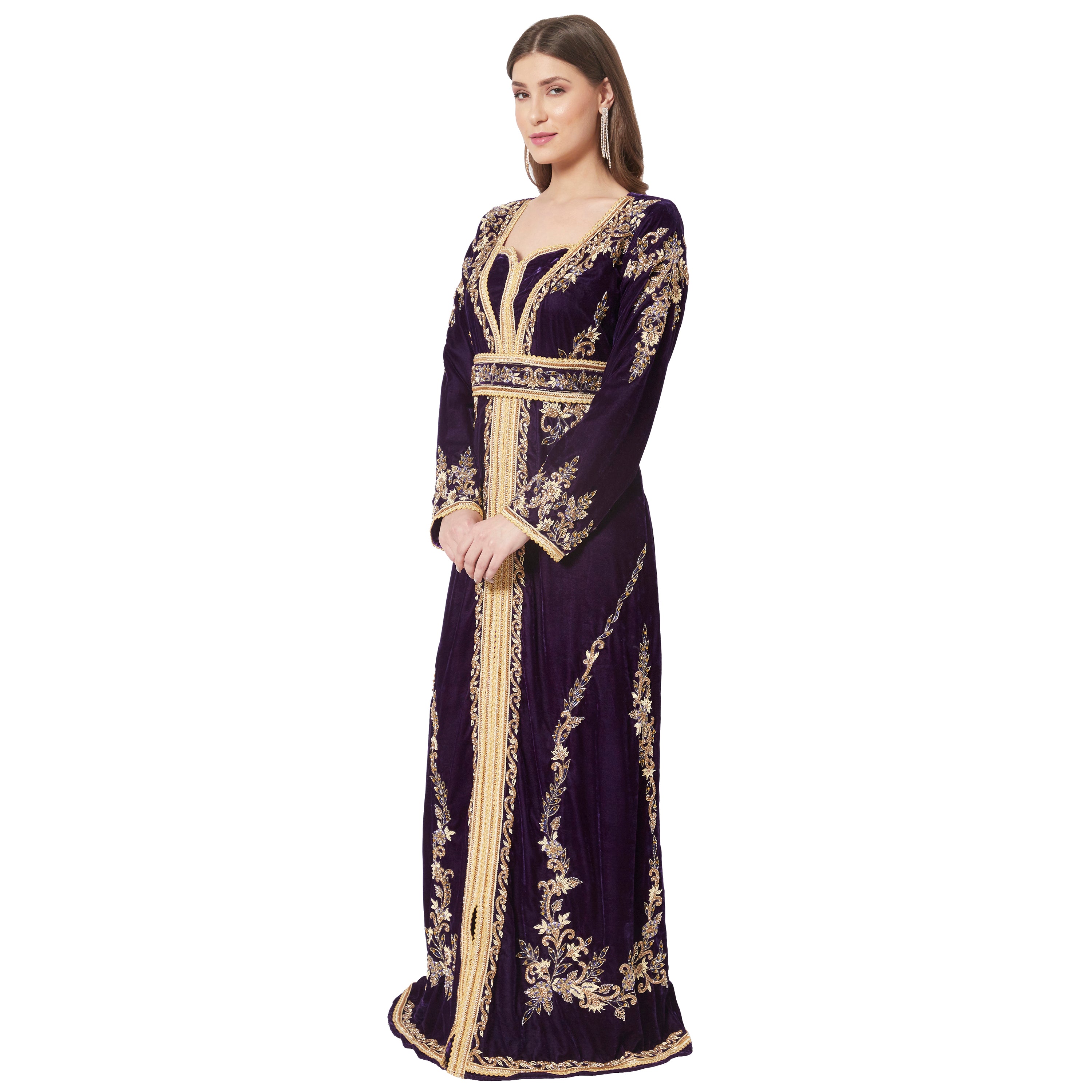 Arabian Djellaba Maxi Embroidered Party Gown for Mother and Child