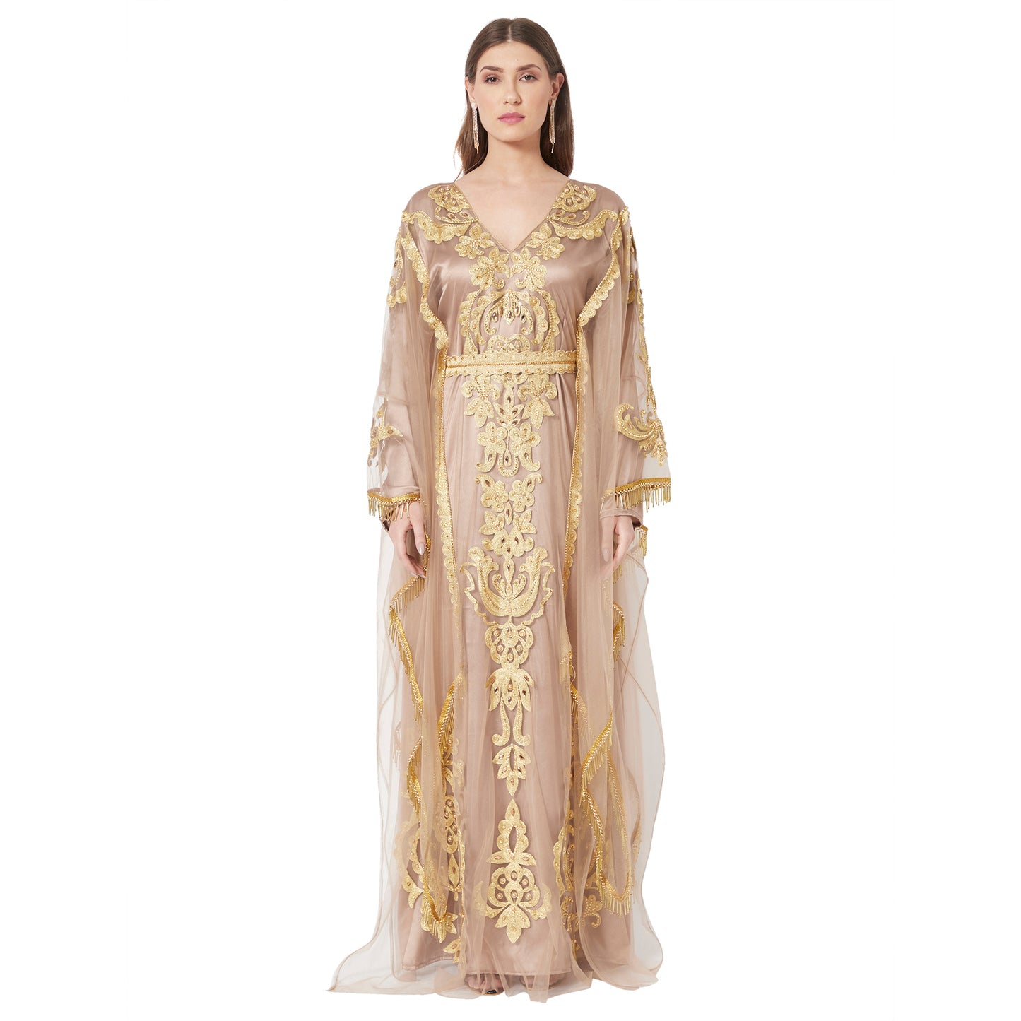 beige kaftan dress ALAA Beige Slik Linen Kaftan Dress size 8 (US)