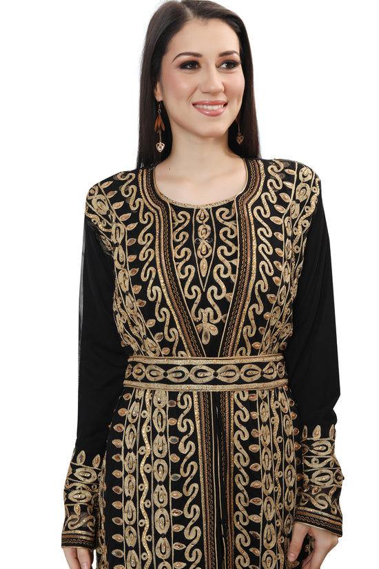 Load image into Gallery viewer, Traditional Jalabiya Karakou Embroidery Kaftan Gown - Maxim Creation
