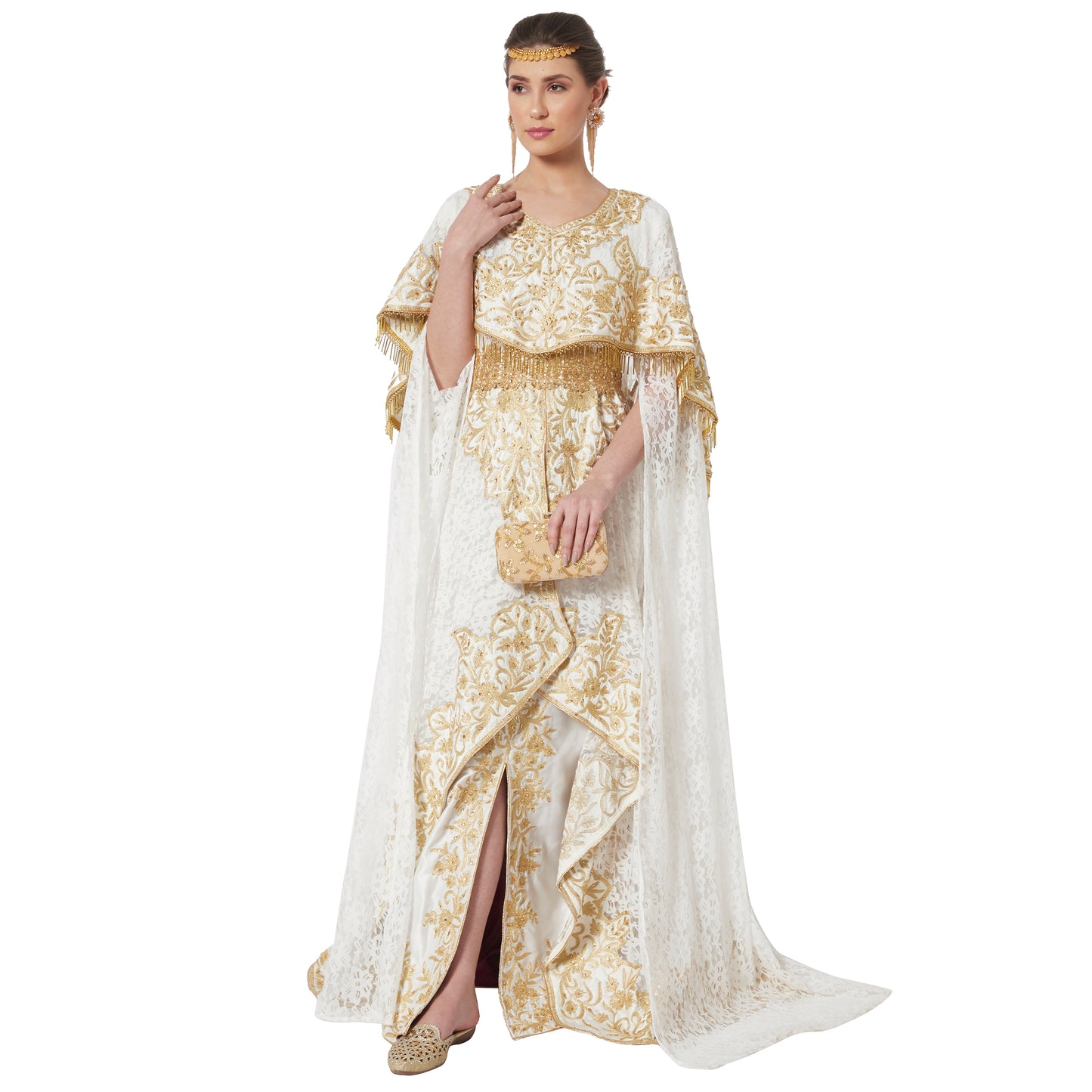 Wedding Dress Ball Gown with Rich Thread Embroidery & Tassels Maxim Creation Wedding Dress Ball Gown with Rich Thread Embroidery & Tassels Maxim Creation