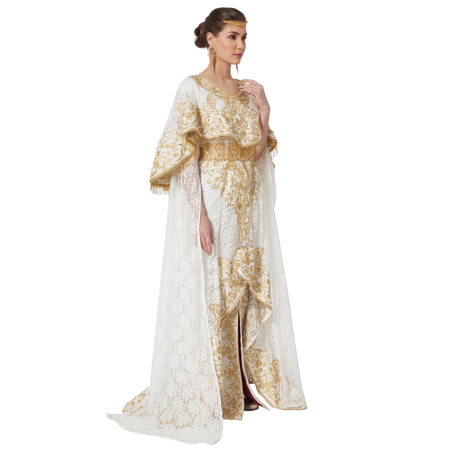 Wedding Dress Ball Gown with Rich Thread Embroidery & Tassels Maxim Creation Wedding Dress Ball Gown with Rich Thread Embroidery & Tassels Maxim Creation