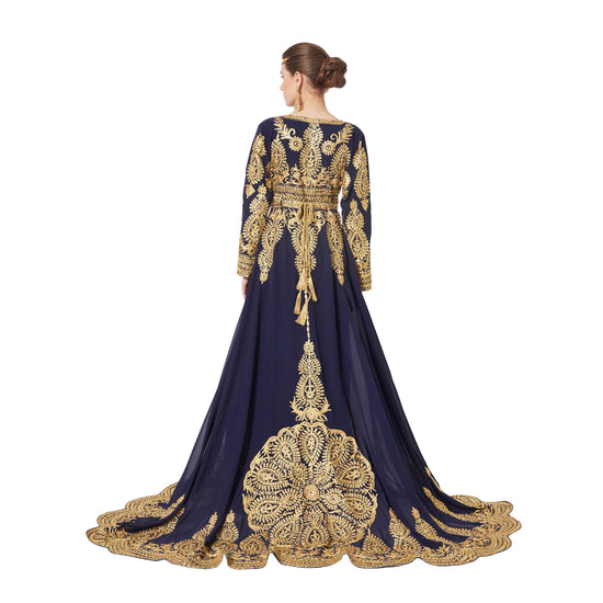 Traditional Embroidery Caftan Bridal Wedding Kaftan Gown With Tail / Train - Maxim Creation