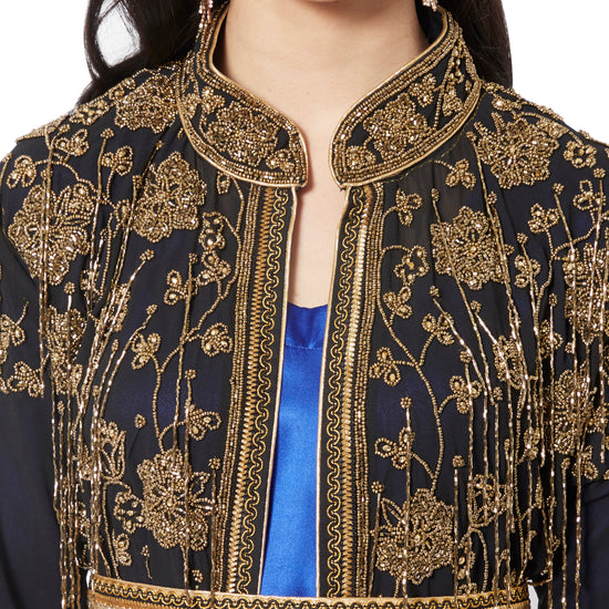Long Cardigan with Golden Hand Work Embroidery by Maxim Creation - Maxim Creation